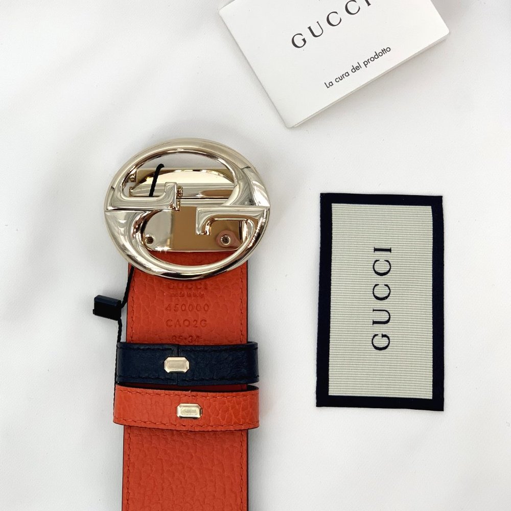 ⚡️SOLD! NWT GUCCI GG Black Orange Reversible Belt - Picture 7 of 8